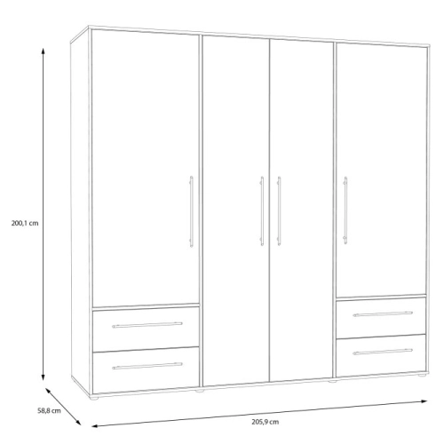 Szafa przesuwna na ubrania 200 cm  Kolor  Beton/Biały